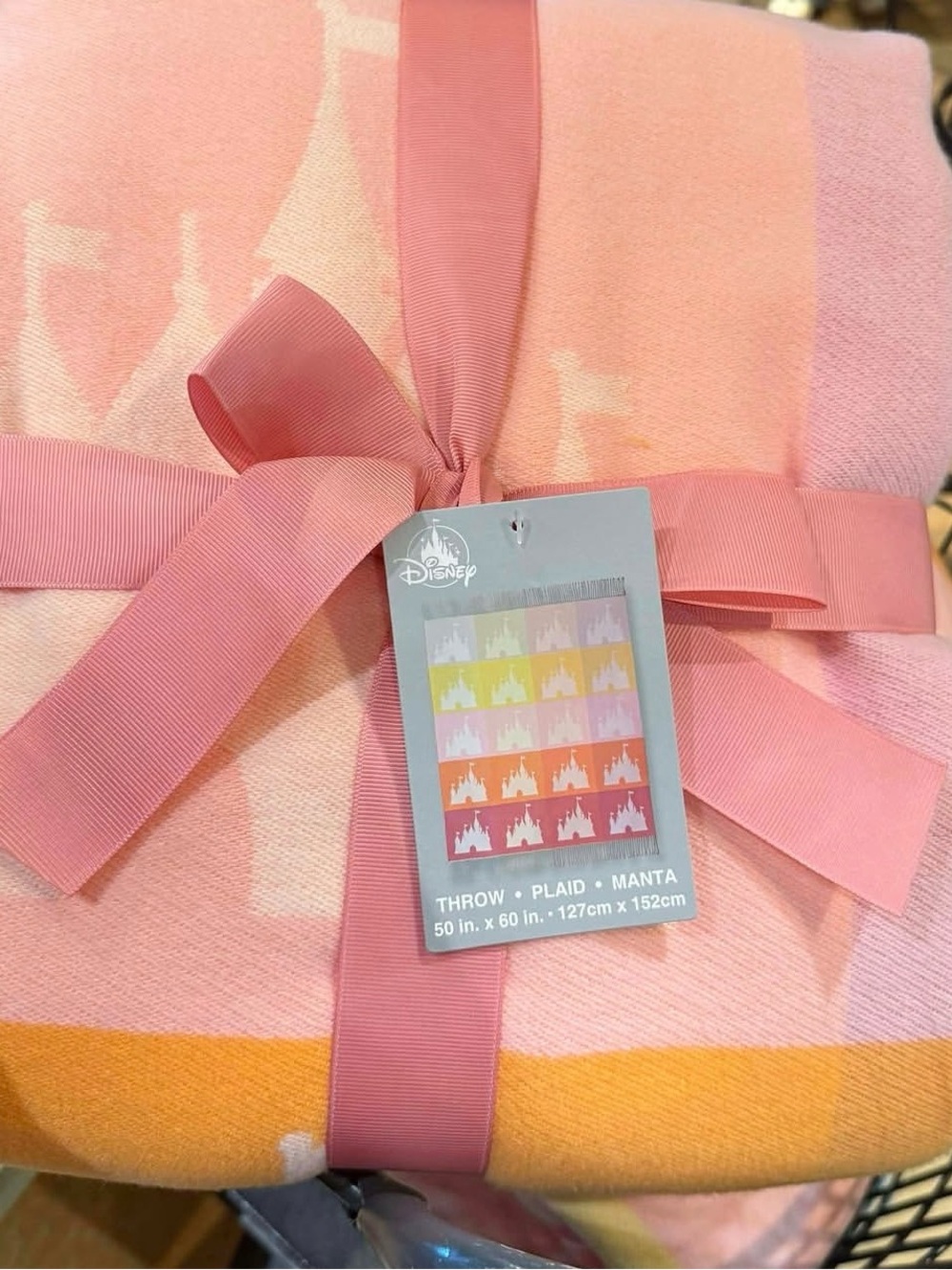 Disney Park - Throw Blanket - Castle Plaid - Pink Pastel